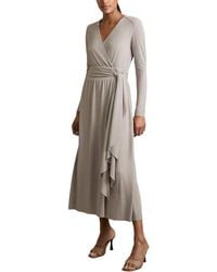 Reiss - Madeline Wrap Tie Midi Jersey Dress - Lyst