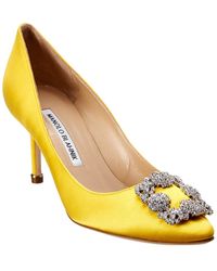 Manolo Blahnik Hangisi 70 Satin Pump Yellow