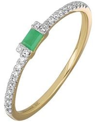 Bony Levy - El Mar 18K 0.22 Ct. Tw. Diamond & 1 Emerald El Mar Emerald Stackable Ring - Lyst