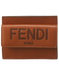 Fendi Roma Leather Card Case - Brown
