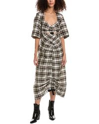 Ganni - Cutout Linen & Silk-blend Maxi Dress - Lyst