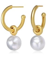 Genevive Jewelry - 14k Over Silver 12-12mm Pearl Earrings - Lyst