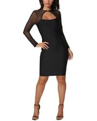 Bebe - Long Sleeve Mesh Peek A Boo Bandage Dress - Lyst