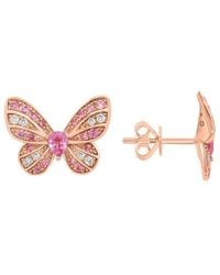 Effy Fine Jewelry - 14k Rose Gold 1.01 Ct. Tw. Diamond & Pink Sapphire Earrings - Lyst
