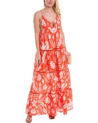 FARM Rio - Orange Neon Jungle Tiered Maxi Dress - Lyst