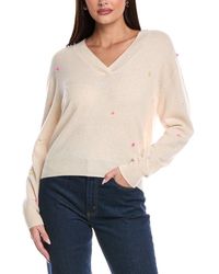 Brodie Cashmere - Little Pom Millie V-Neck Cashmere Sweater - Lyst
