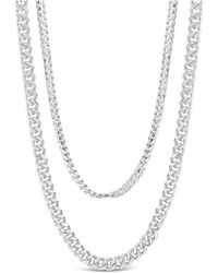 Sterling Forever - Rhodium Plated Everyday Layered Curb Chain Necklace - Lyst