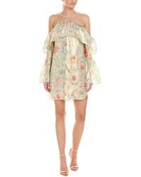 Rachel Zoe Off-the-shoulder Silk-blend Shift Dress - Natural