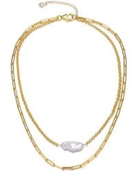 Genevive Jewelry - 14k Over Silver 20-22mm Pearl Necklace - Lyst