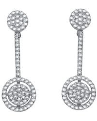 Genevive Jewelry - Silver Cz Round Drop Earrings - Lyst