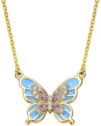 Rachel Glauber - 14k Plated Cz Butterfly Necklace - Lyst