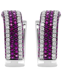 Haus of Brilliance - Colorful Gemstones 18K 5.52 Ct. Tw. Diamond & Ruby Hoop Earrings - Lyst