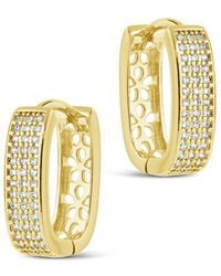 Sterling Forever - 14k Plated Cz Renee Hoops - Lyst
