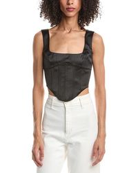 GUIZIO - Satin Lace Up Bustier - Lyst