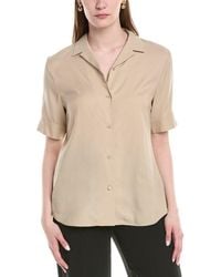 Lafayette 148 New York - Notch Collar Silk-blend Slim Shirt - Lyst