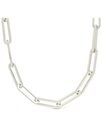 Sterling Forever - Elongated Paperclip Chain Necklace - Lyst