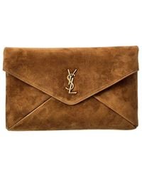 Saint Laurent - Cassandre Large Suede Envelope Pouch - Lyst