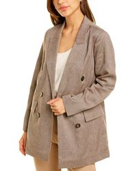 Peserico - Double-breasted Wool & Linen-blend Jacket - Lyst