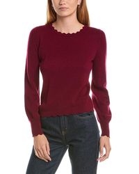 Sofiacashmere - Scallop Trim Crewneck Wool & Cashmere-blend Sweater - Lyst