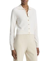 Vince - Button Up Wool & Cashmere-Blend Polo Cardigan - Lyst