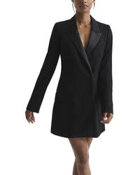 Reiss - Salma Satin Lapel Tuxedo Wool-blend Mini Dress - Lyst