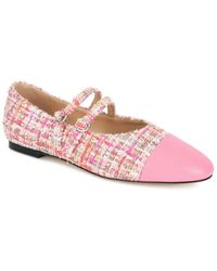 Tiffany & Fred Paris - Two-Tone Tweed & Leather Mary Jane Flat - Lyst