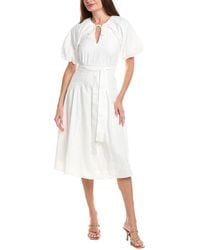 Reiss - Alice Linen-Blend Puff Sleeve Dress - Lyst