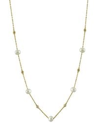 Effy Fine Jewelry - 14K 0.20 Ct. Tw. Diamond & 5.5Mm Pearl Necklace - Lyst