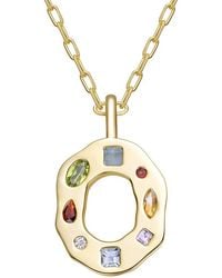 Genevive Jewelry - 14K Plated Cz Alphabetical Necklace - Lyst