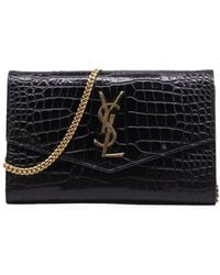 Saint Laurent - Croc-Embossed Leather Uptown Chain Wallet (Authentic Pre- Loved) - Lyst