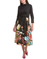 Teri Jon - Wrap Tie Waist Shirtdress - Lyst