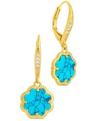 Sterling Forever - 14K Plated Rose Petal Short Drop Earrings - Lyst