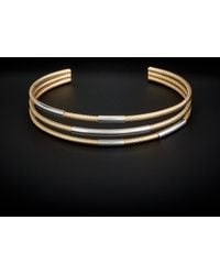 Italian Gold - 14k Two-tone Twisted Triple Cuff - Lyst