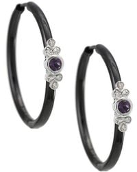 Gemstones - 0.26 Ct. Tw. Diamond & Amethyst Earrings - Lyst