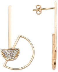 Amorium - 18k Rose Gold Vermeil Geometrical Semi Circle Cz Earrings - Lyst