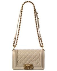 CHANEL - Beige Caviar Quilted Leather Small Boy Flap (authentic Pre-loved) - Lyst
