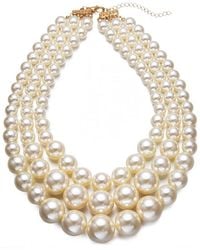 Liv Oliver - 18k Plated 12-15mm Shell Pearl Multi-strand Necklace - Lyst