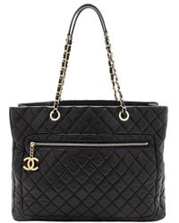 CHANEL - Black Lambskin Cc Medallion Tote (authentic Pre-loved) - Lyst