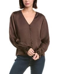 FRAME - The Slim V-Neck Blouse - Lyst