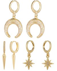 Eye Candy LA - Luxe Collection 18k Plated Cz North Star Hook Huggie Earring Set - Lyst