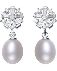 Genevive Jewelry - Silver 8-10mm Pearl Earrings - Lyst