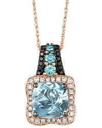 Le Vian - Le Vian 14k Rose Gold 1.79 Ct. Tw. Diamond & Aquamarine Necklace - Lyst