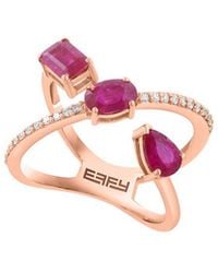 Effy Fine Jewelry - 14K Rose 0.22 Ct. Tw. Diamond & 12Mm Pearl Ring - Lyst