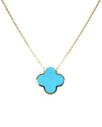 Italian Gold - 14k Turquoise Clover Necklace - Lyst