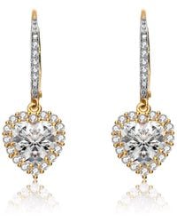Genevive Jewelry - 14k Over Silver Cz Heart Drop Earrings - Lyst