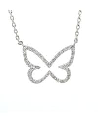Diamond Select Cuts - Silver 0.13 Ct. Tw. Diamond Butterfly Necklace - Lyst