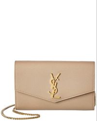 Saint Laurent - Dnu Inv Uptown Embossed Leather Wallet On Chain - Lyst