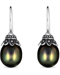 Belpearl - Silver 12mm Tahitian Dangle Earrings - Lyst