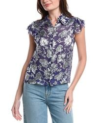 Alice + Olivia - Martel Flutter Sleeve Silk-Blend Blouse - Lyst