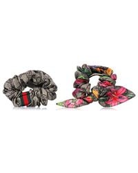 Gucci - Silk Monogram Flora Print Web Scrunchie Hair Tie Set (authentic Pre-loved) - Lyst